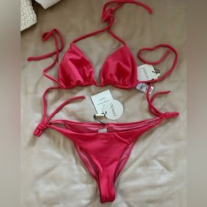 New Peixoto fiery coral triangle bikini set top S, bottom XS